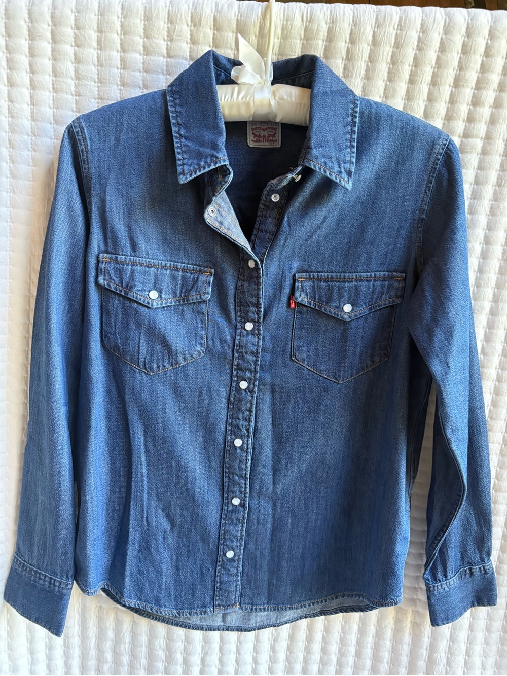 Levi’s Ultimate Western Denim Shirt Mighty Fine Medium Wash Pearl Snap M